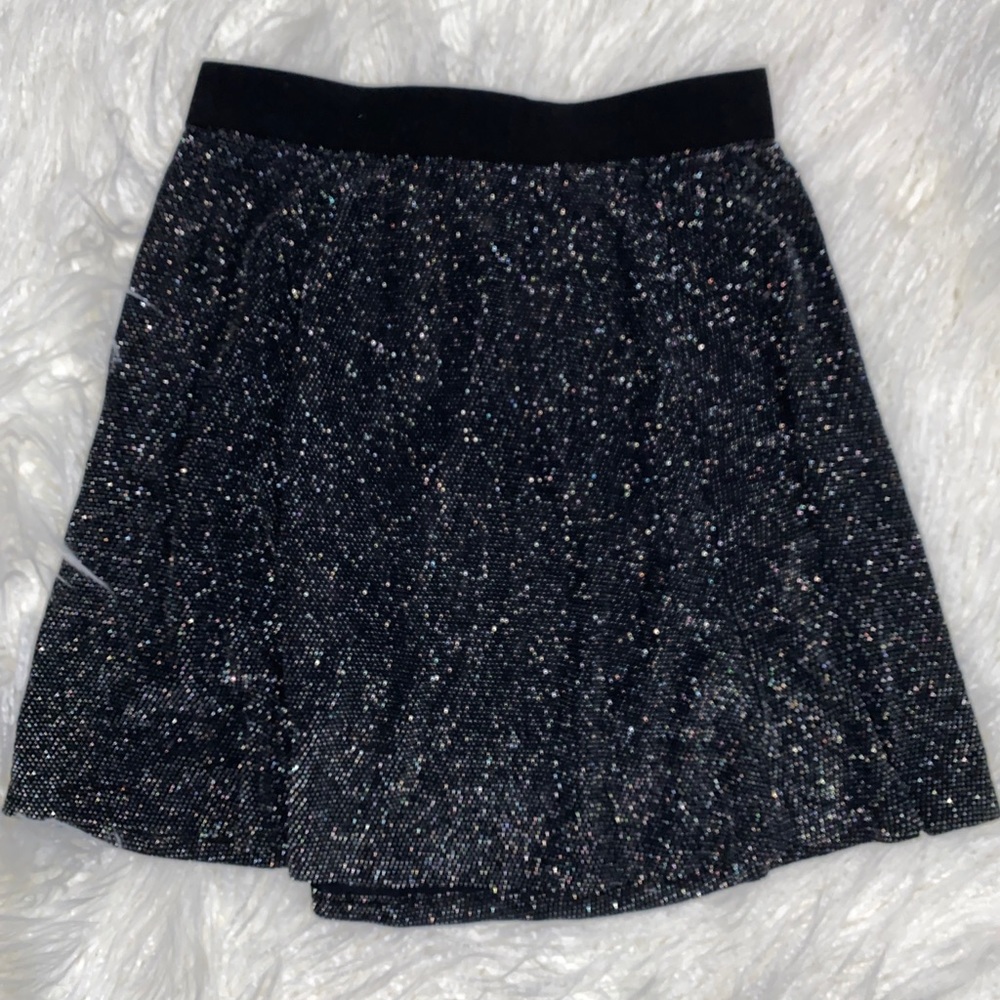 Black glitter mini skirt